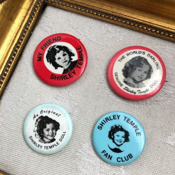 画像1: Vintage Shirley Temple Pinback Pins (set of 4)  ビンテージ　シャーリーテンプル　ピンバッジ　4個セット (1)