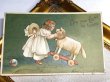 画像2: Postcard　アンティークポストカード　イースター　羊のプルトイと女の子　 (2)