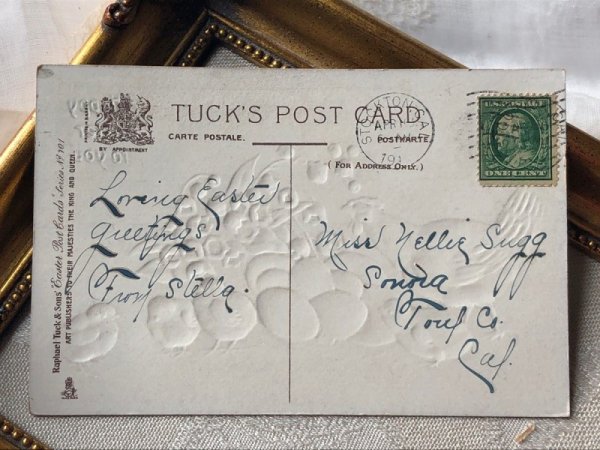 画像4: Postcard　アンティークポストカード　イースター　卵とヒヨコ　スズランのお花　 (4)