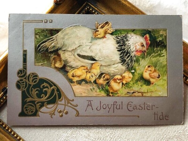 画像2: Postcard　アンティークポストカード　イースター　ニワトリとヒヨコ　 (2)