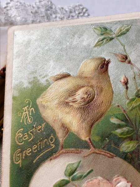 画像3: Postcard　アンティークポストカード　イースター　　卵の上のヒヨコ　プリムローズ　 (3)