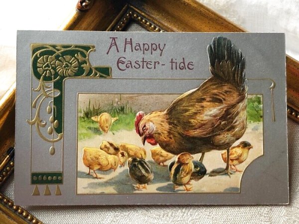 画像2: Postcard　アンティークポストカード　イースター　ニワトリとヒヨコ　 (2)