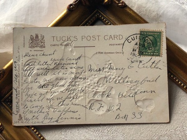 画像3: Postcard アンティークポストカード イースター 卵とヒヨコ 卵 忘れな草のお花 1909年 (3)