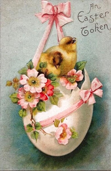 画像1: Postcard　アンティークポストカード　イースター　　卵の上のヒヨコ　Ellen Clapsaddle (1)