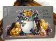 画像2: Postcard　アンティークポストカード　イースター　卵とヒヨコ　スミレのお花 (2)