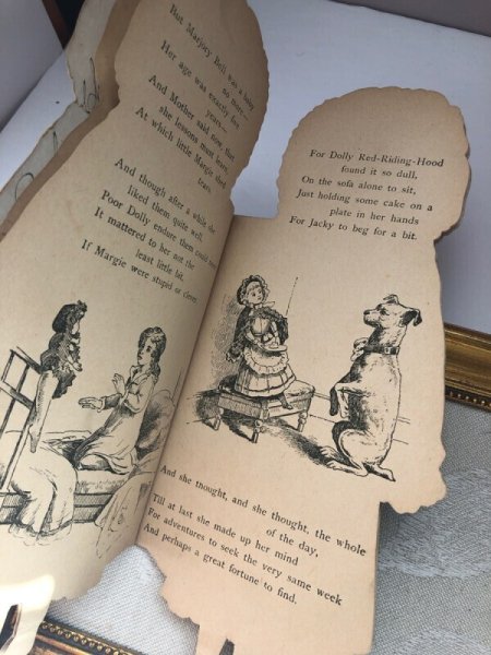 画像8: Vintage Book  アンティーク洋書　絵本　Dolly's Adventures. お人形さんの冒険　赤ずきんちゃん風のお人形　ダイカット絵本　1898年 (8)