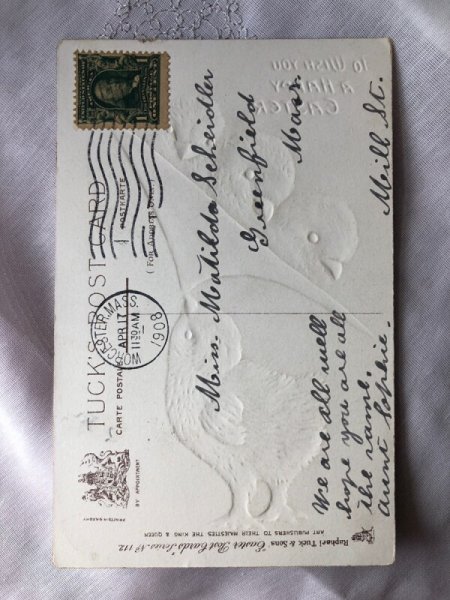 画像3: Postcard　アンティークポストカード　イースター　5羽のヒヨコたち　1908年 (3)