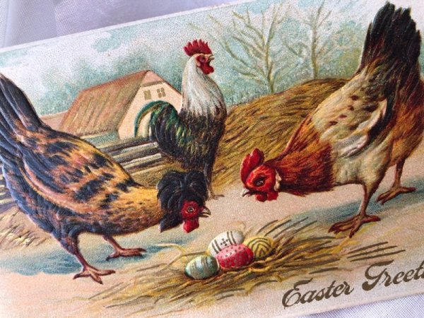 画像2: Postcard　アンティークポストカード　イースター　卵とニワトリ　1911年 (2)