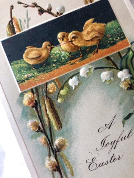 画像2: Postcard アンティークポストカード イースター ヒヨコとスズランのお花  (2)