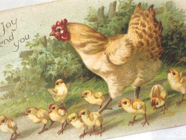 画像2: Postcard アンティークポストカード イースター ニワトリとヒヨコ Ellen Clapsaddle ? (2)