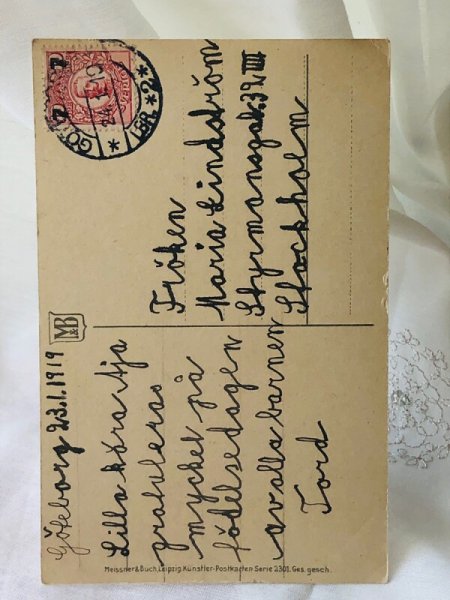 画像3: Postcard  アンティークポストカード   女の子たちのパーティ ダックスフンド犬 Lia Doring  1919年 (3)