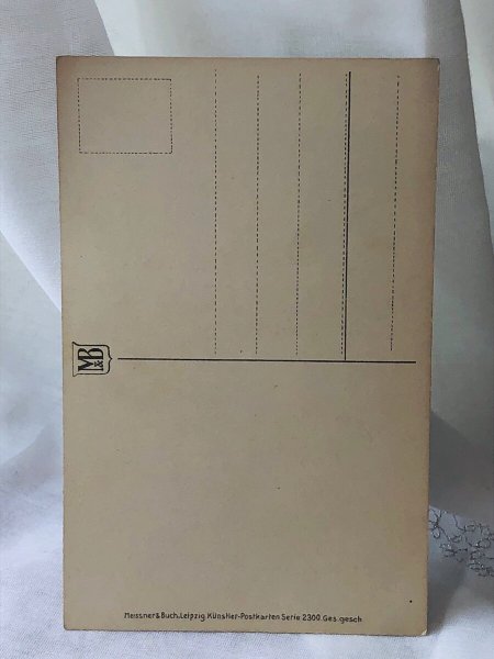画像3: Postcard  アンティークポストカード   小鳥と遊ぶ子どもたち 赤い服 Lia Doring  (未使用) (3)