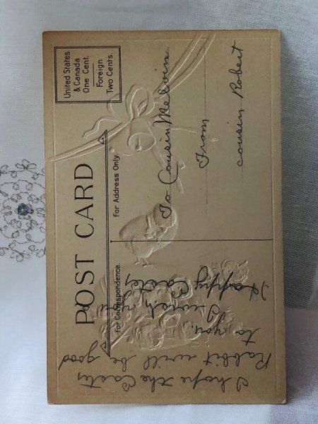 画像3: Postcard　アンティークポストカード　イースター　ヒヨコと桃のお花と卵 (3)