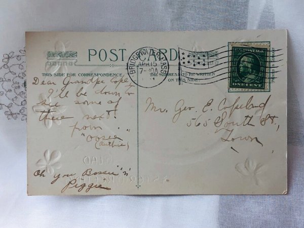 画像3: Postcard　アンティークポストカード　イースター　ヒヨコ　ひよこ　スミレのお花 (3)