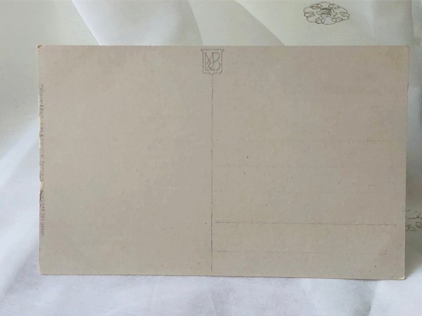 画像3: Postcard  アンティークポストカード   野原で遊ぶ子どもたち 花輪 猫 バイオリン Lia Doring  (未使用) (3)