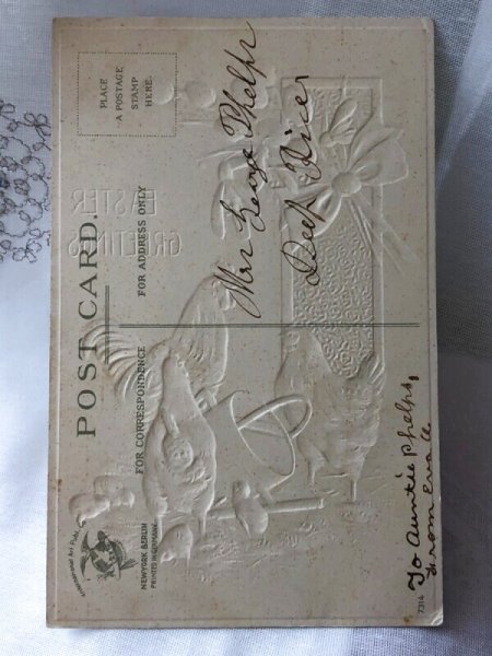 画像3: Postcard　アンティークポストカード　イースター　ヒヨコとニワトリ　ネコヤナギ　 (3)