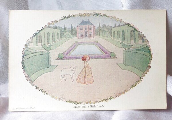 画像1: Postcard 　アンティークポストカード 童謡  Mary had a little lamb メリーさんの羊　マザーグース　H. Willebeek Le Mair 　（未使用） (1)