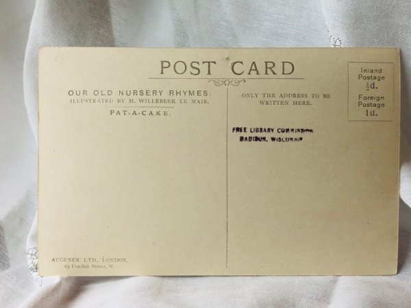 画像3: Postcard  アンティークポストカード 童謡 Pat A Cake ケーキをこねて マザーグース H. Willebeek Le Mair  (未使用) (3)