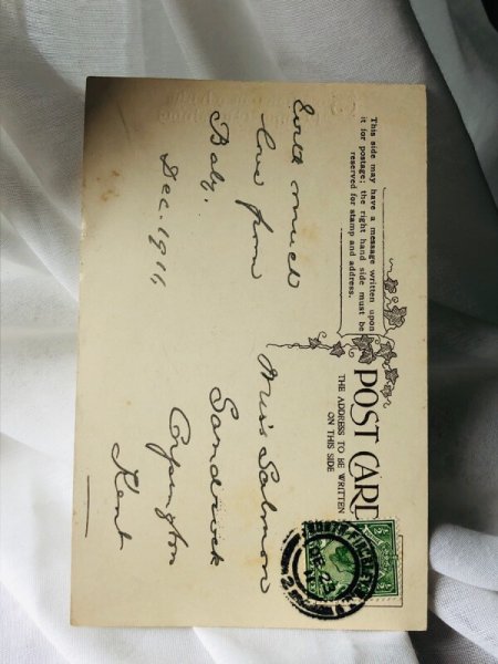 画像2: Postcard アンティークポストカー クリスマス 子守をする女の子 お人形 テディベア  H.G.C. Marsh 1911年 (2)