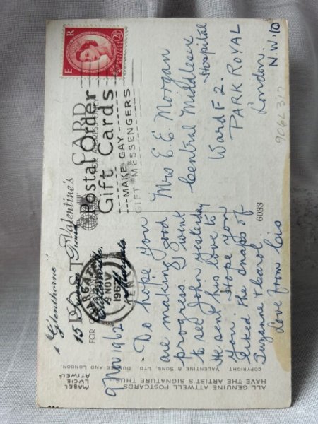 画像3: Postcard 　アンティークポストカード　手紙を待つ女の子と子犬　Mabel Lucie Attwell (3)