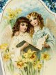 画像2: Postcard  アンティークポストカード　イースター　水仙のお花と天使　F.Brundage ブランデージ 1911年 (2)