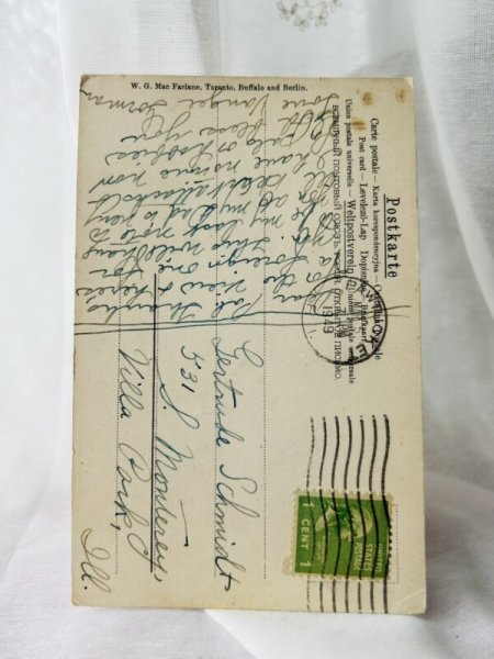 画像2: Postcard　アンティークポストカード　天使と女性　1949年 (2)