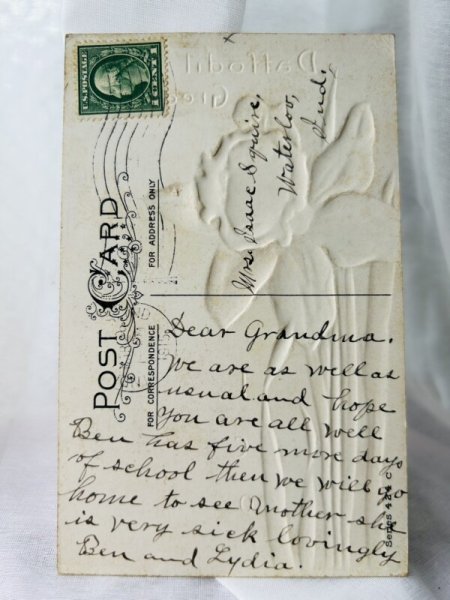 画像2: Postcard 　アンティークポストカード　水仙のお花の妖精　アメリカ1915年 (2)