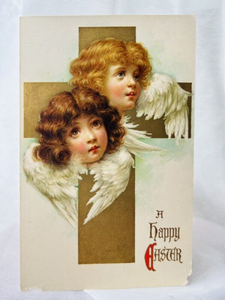 画像1: Postcard　アンティークポストカード　イースター　天使　F.Brundage ? (1)