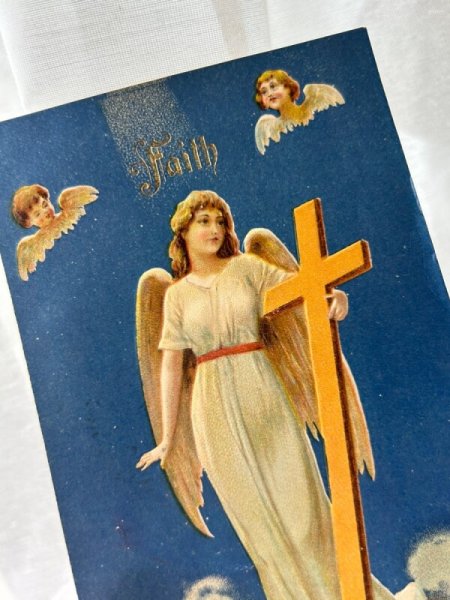 画像2: Postcard  アンティークポストカード 十字架と天使 Faith (2)