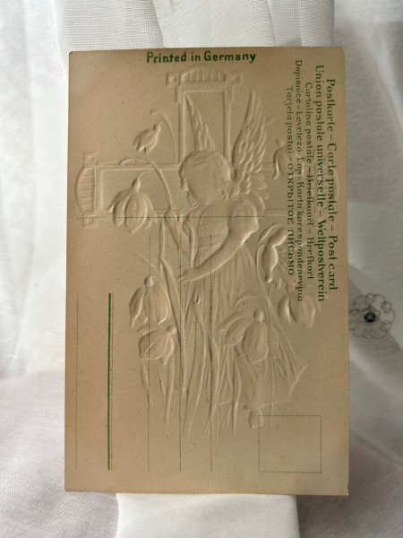 画像2: Postcard アンティークポストカード イースター スノードロップのお花と天使 (未使用) (2)