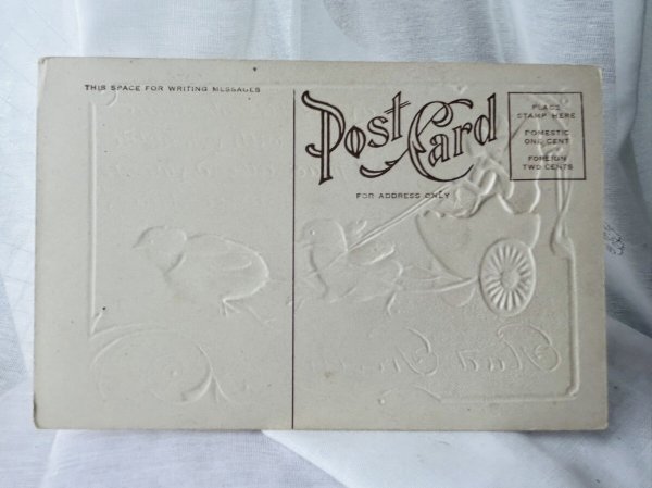 画像2: Postcard  アンティークポストカード　イースター　ヒヨコ車に乗る妖精　（未使用） (2)