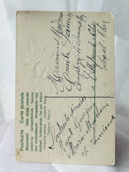 画像4: Postcard  アンティークポストカード　四つ葉のクローバーと天使　Ellen Clapsaddle (4)