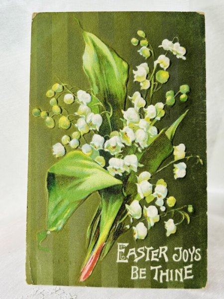 画像1: Postcard  　アンティークポストカード　イースター　スズランのお花　1909年 (1)
