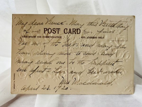 画像2: Postcard  　アンティークポストカード　忘れな草のお花と手　薔薇 (2)