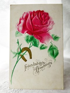 アンティークポストカード＊薔薇と美少女＊絵葉書