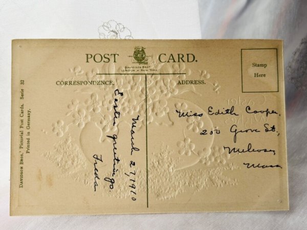 画像2: Postcard  　アンティークポストカード　イースター　忘れな草のお花とイースターエッグ　卵 (2)