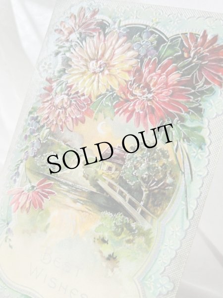 画像2: Postcard  　アンティークポストカード　ガーベラのお花と水辺の風景 (2)