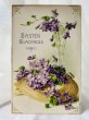 画像1: Postcard  　アンティークポストカード　スミレのお花と麦わら帽子　アメリカ1911年 (1)
