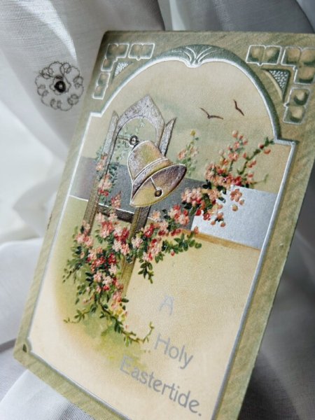 画像2: Postcard   アンティークポストカード イースター お花とベル (2)