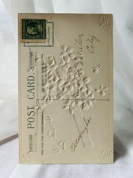 画像3: Postcard  　アンティークポストカード　スミレのお花と銀の十字架　 (3)