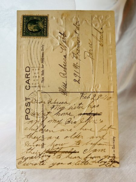 画像4: Postcard  　アンティークポストカード　イースター　リボンと卵型の風景画 (4)