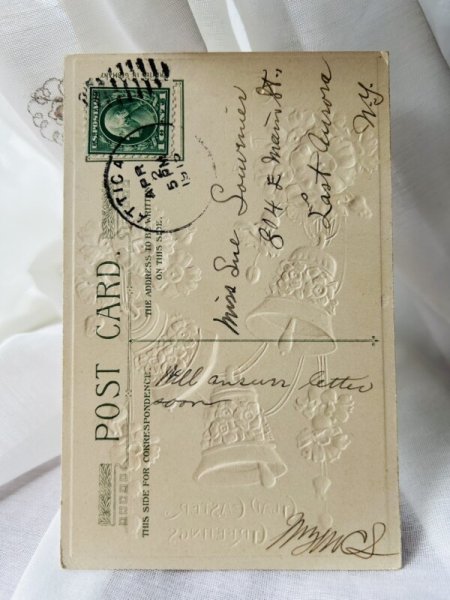 画像3: Postcard  　アンティークポストカード　イースター　プリムローズのお花とベル (3)