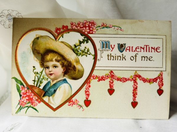 画像1: Postcard  アンティークポストカード　バレンタイン　男の子　Ellen Clapsaddle　（未使用） (1)