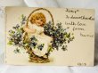 画像1: Postcard  アンティークポストカード　スミレのお花かごの中の女の子　パニエ　イギリス1903年　F.Brundage (1)