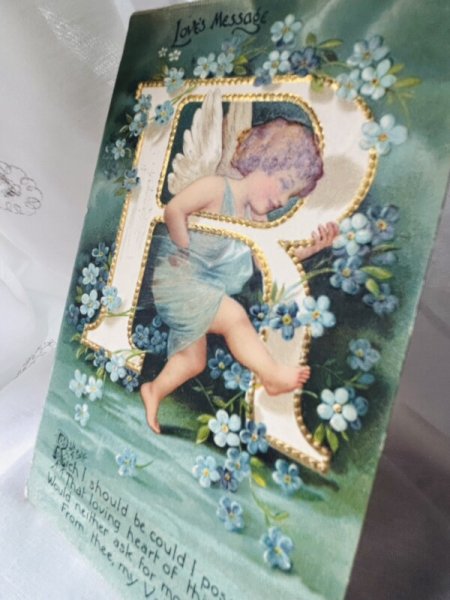 画像2: Postcard  アンティークポストカード 天使のアルファベット R Ellen Clapsaddle 1906年 (2)
