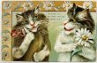 画像1: Postcard　アンティークポストカード　お花占いをする猫たち　Maurice Boulanger　1908年　 (1)