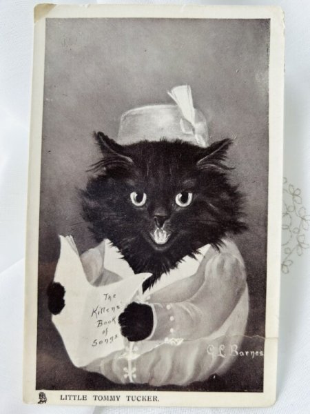 画像1: Postcard　アンティークポストカード　歌う猫さん　Little Tommy Tucker  G.L.Barnes  (1)
