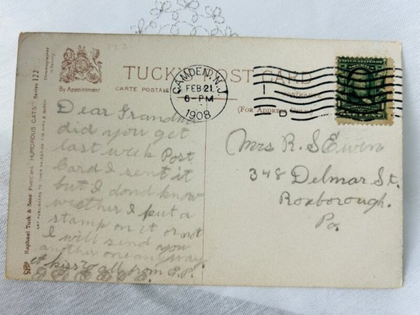 画像2: Postcard アンティークポストカード お花占いをする猫たち Maurice Boulanger 1908年  (2)