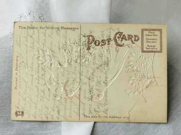 画像3: Postcard   アンティークポストカード 小鳥とライラックのお花 ロビン (3)