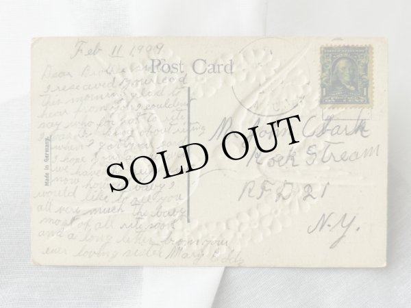 画像2: Postcard  　アンティークポストカード　バレンタイン　ツバメたち　1909年 (2)